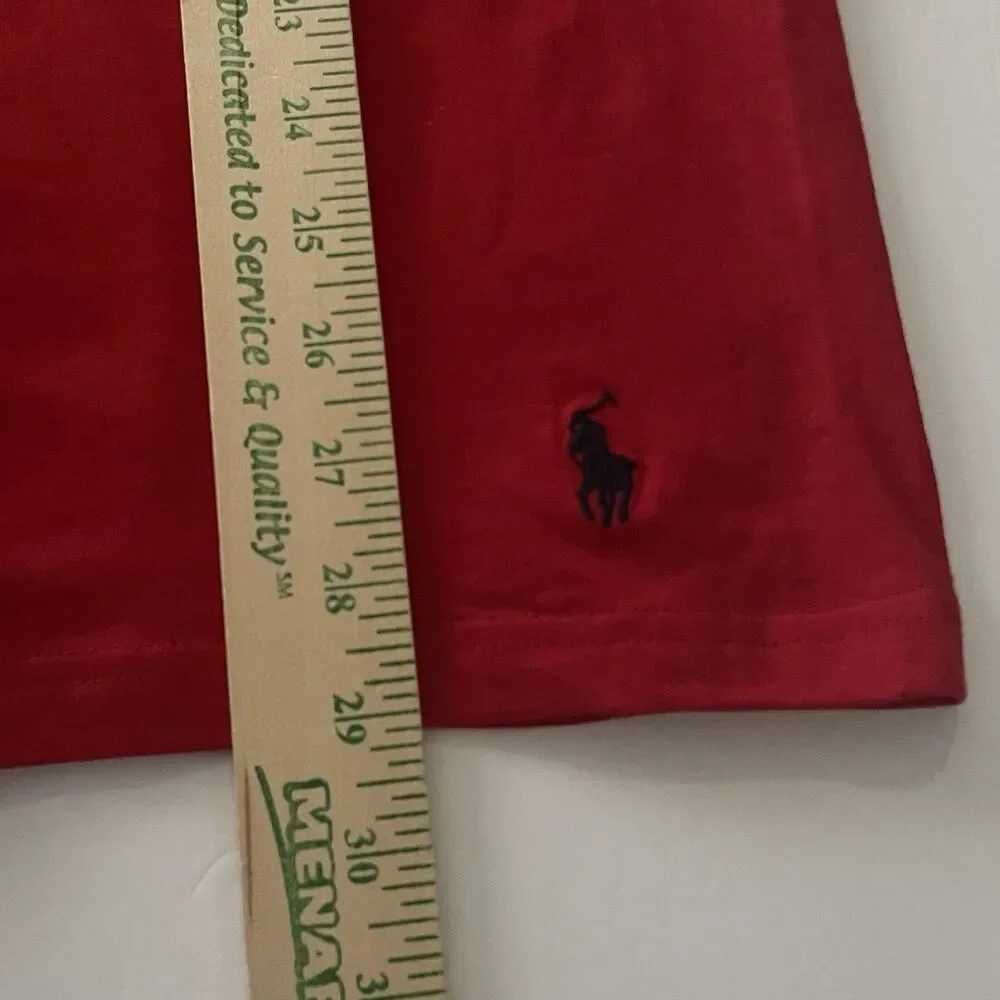 Polo Ralph Lauren Shirt Mens Size L Red w/Blue Pony Cotton Crew Tee Preppy